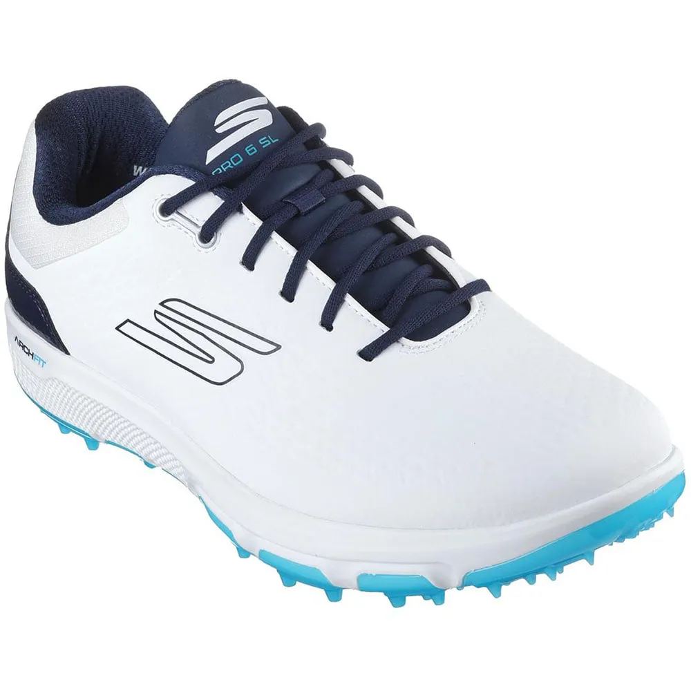 Skechers Go Golf Pro 6 Spikeless Waterproof Shoes - White/Navy/Blue