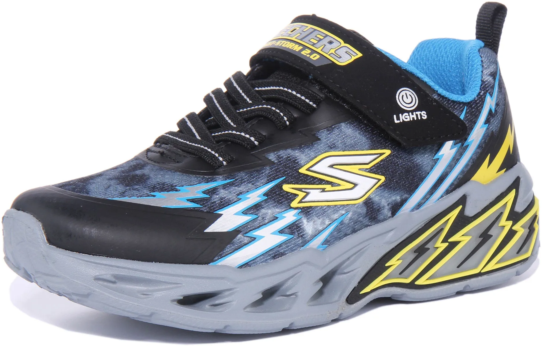 Skechers Light Storm 2.0 In Grey Black For Kids