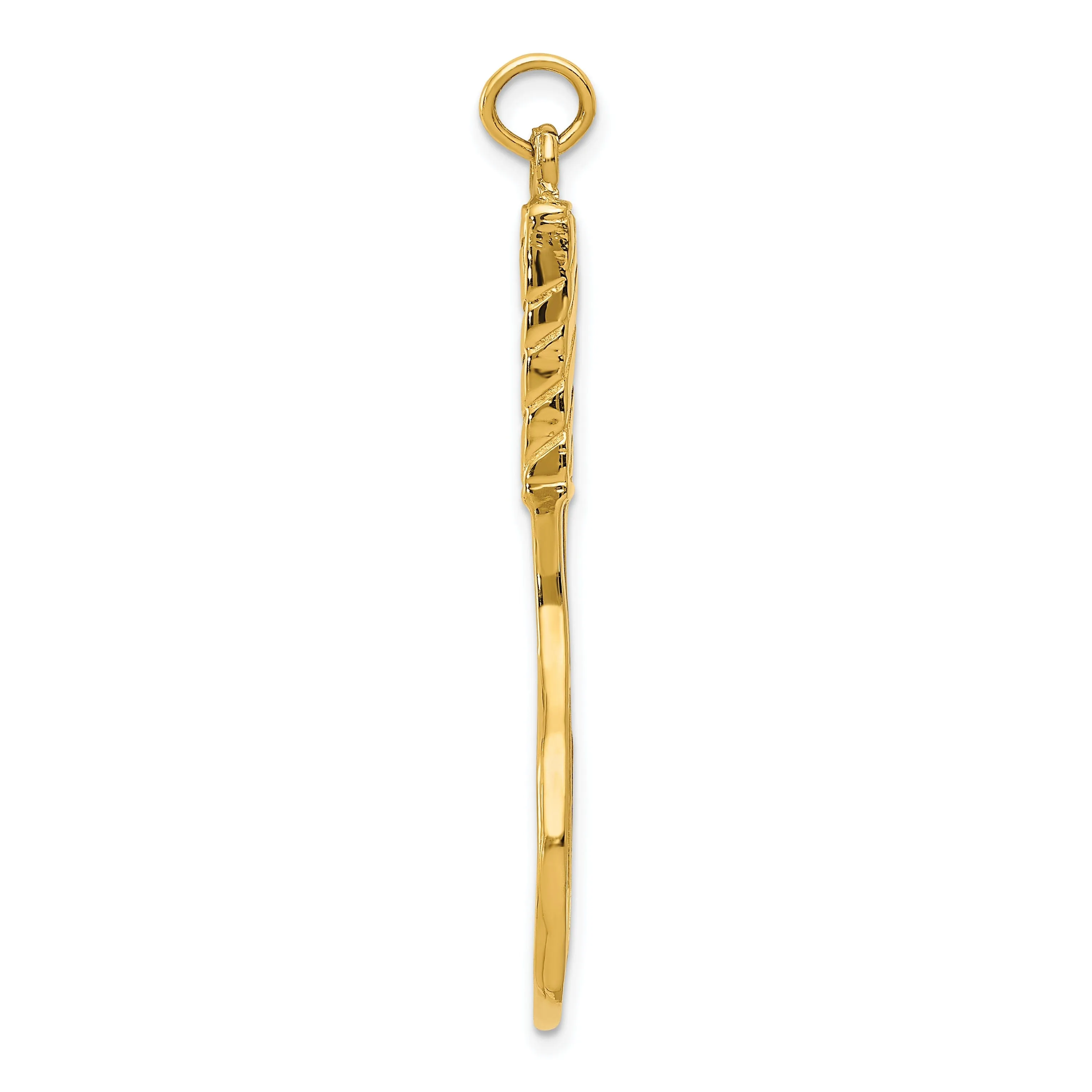 Solid 14k Yellow Gold 3D Tennis Racquet Pendant