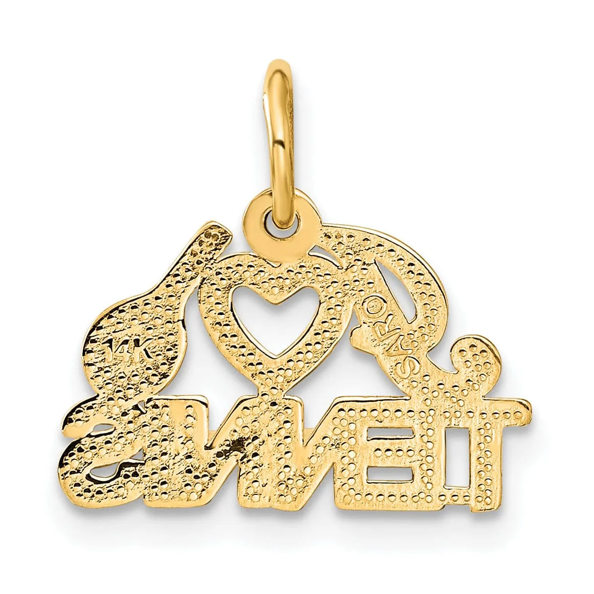 Solid 14k Yellow Gold I Love Tennis Pendant