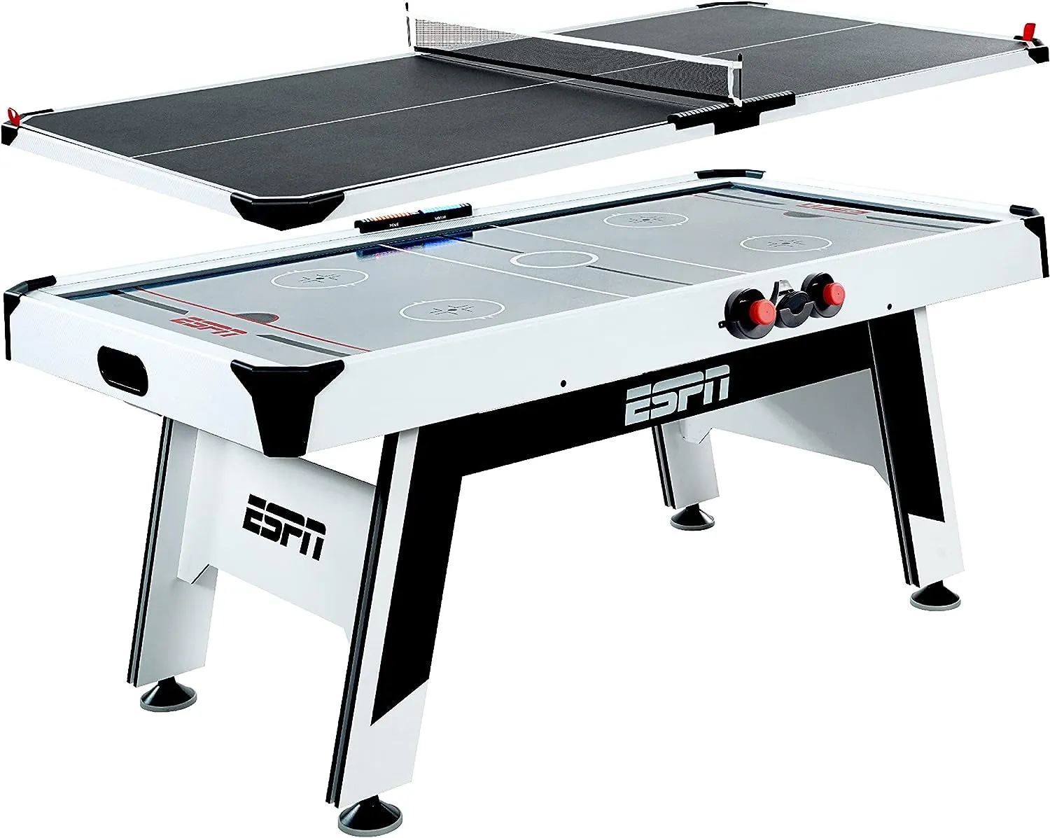 Sports Air Hockey Game Table: 72 Inch Indoor Arcade Gaming Set with Electronic Overhead Score System, Sound Effects