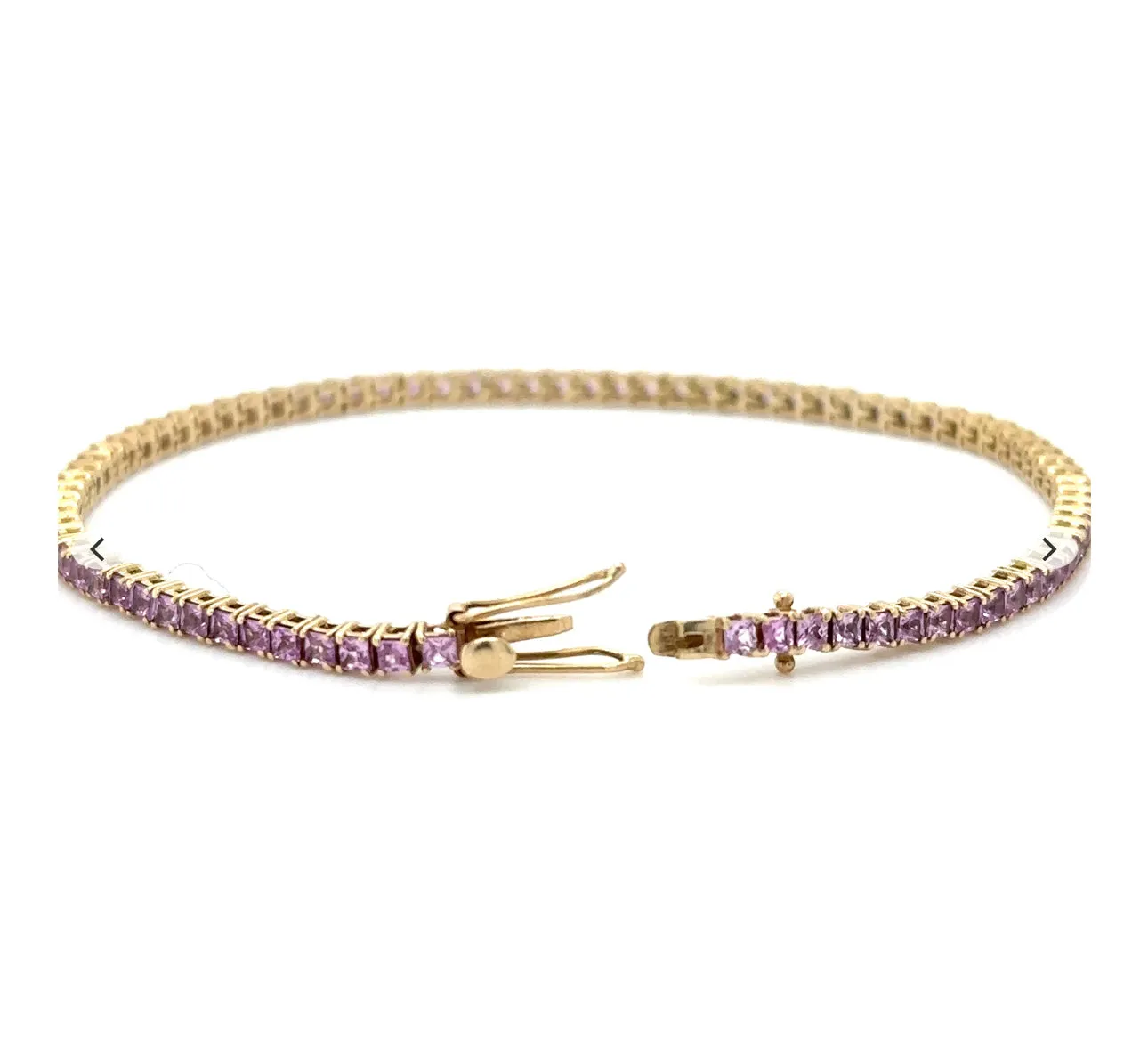 S.Row Designs Pink Princess Cut Sapphire Tennis Bracelet