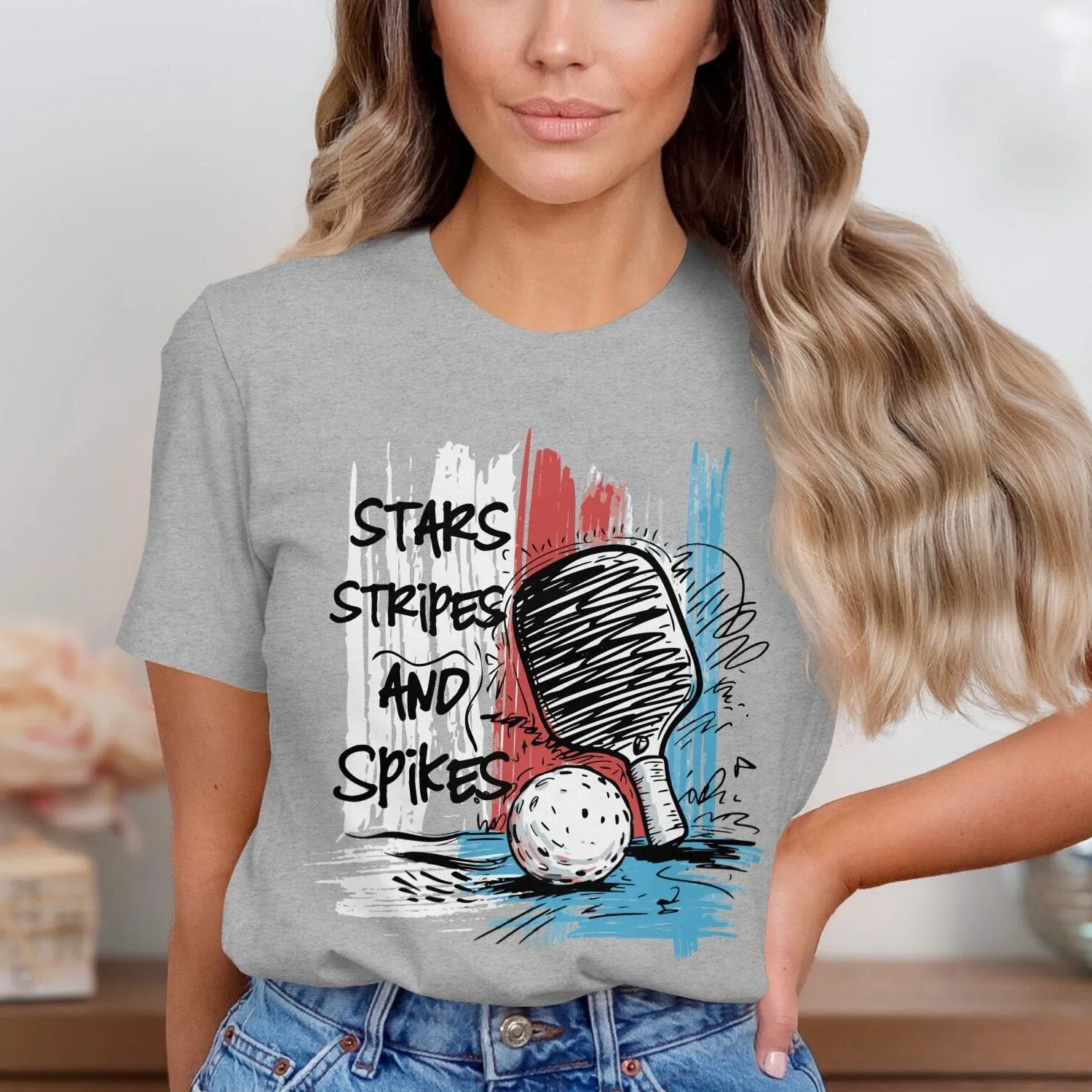 Stars Stripes and Spikes T-Shirt, Fun Patriotic Table Tennis Shirt, Retro Ping Pong Graphic Tee, Cool Sports Tank Top