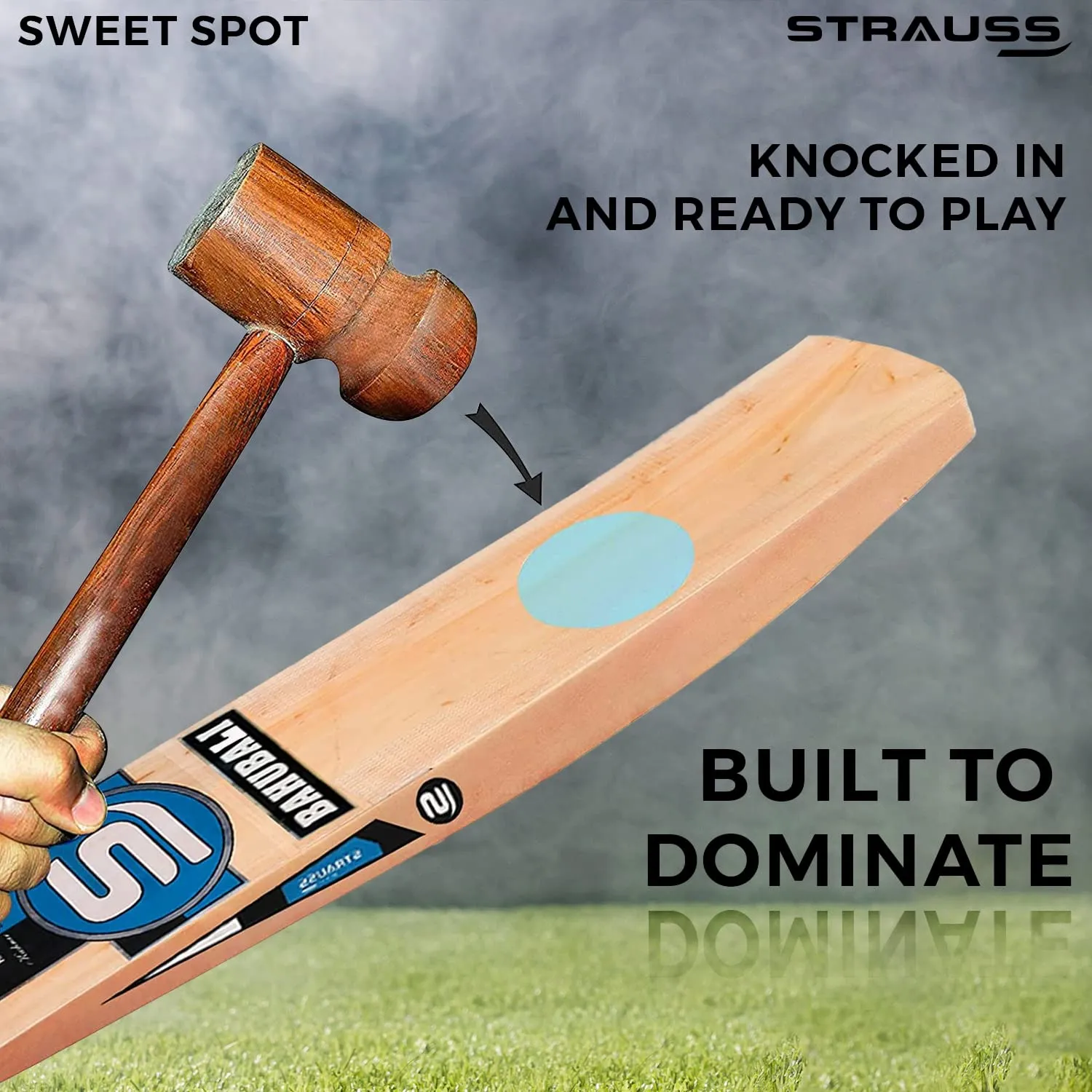 Strauss Cricket Bat | Edition: Bahubali | Kashmir Willow | Full Size | Double Blade | Tennis Cricket Bat