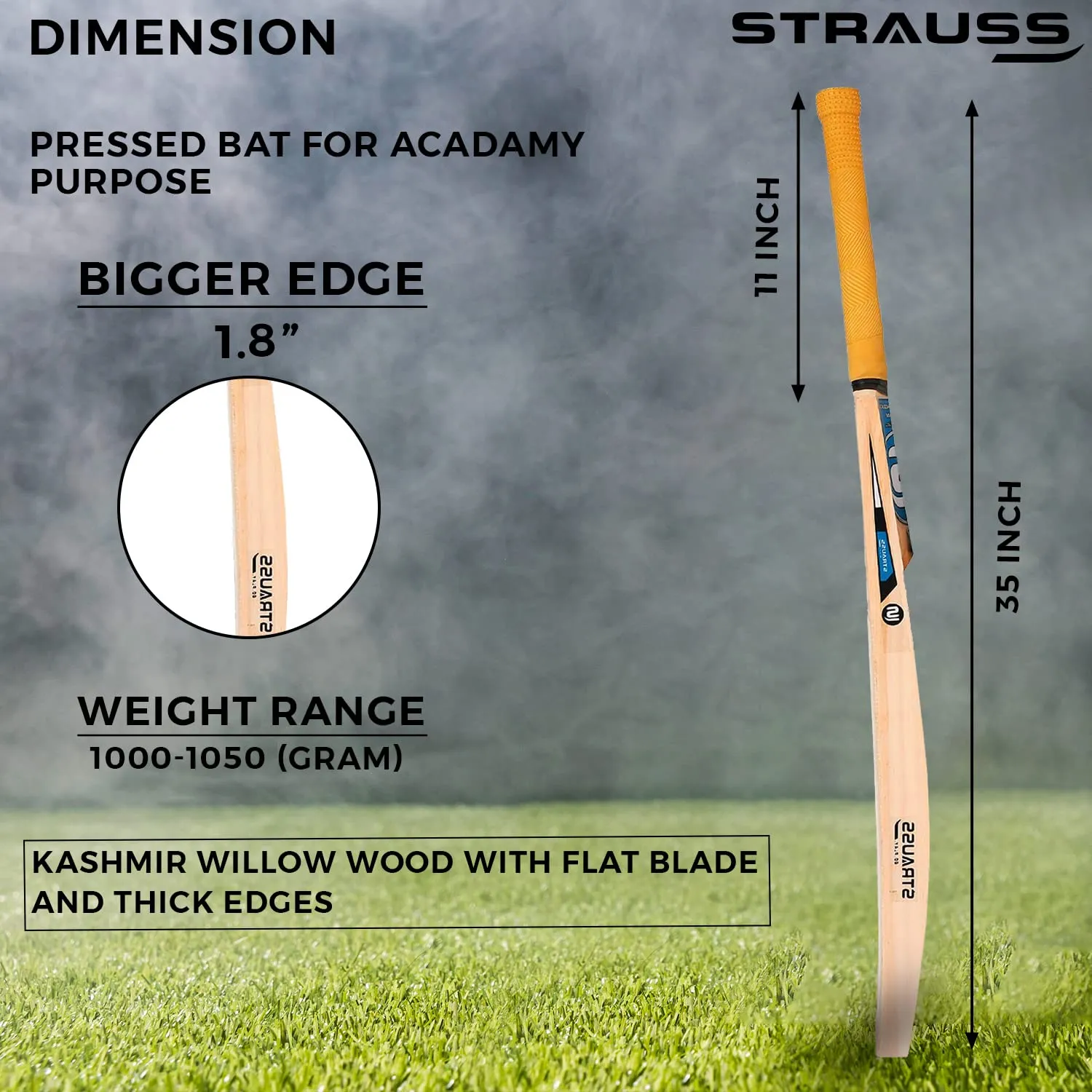 Strauss Cricket Bat | Edition: Bahubali | Kashmir Willow | Full Size | Double Blade | Tennis Cricket Bat