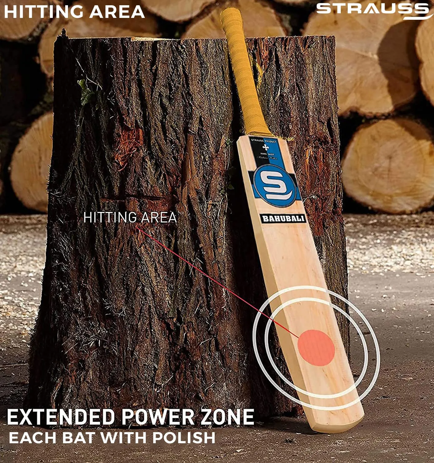 Strauss Cricket Bat | Edition: Bahubali | Kashmir Willow | Full Size | Double Blade | Tennis Cricket Bat