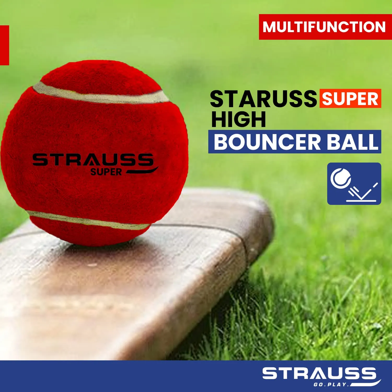 STRAUSS Cricket Tennis Balls | Mid Weight (Hard) | Pack of 6 | Color: Red | for Street, Lawn, Park, Beach & Gully Cricket | Premium Rubber Tennis Balls | for All Age Groups | Tennis Cricket Ball