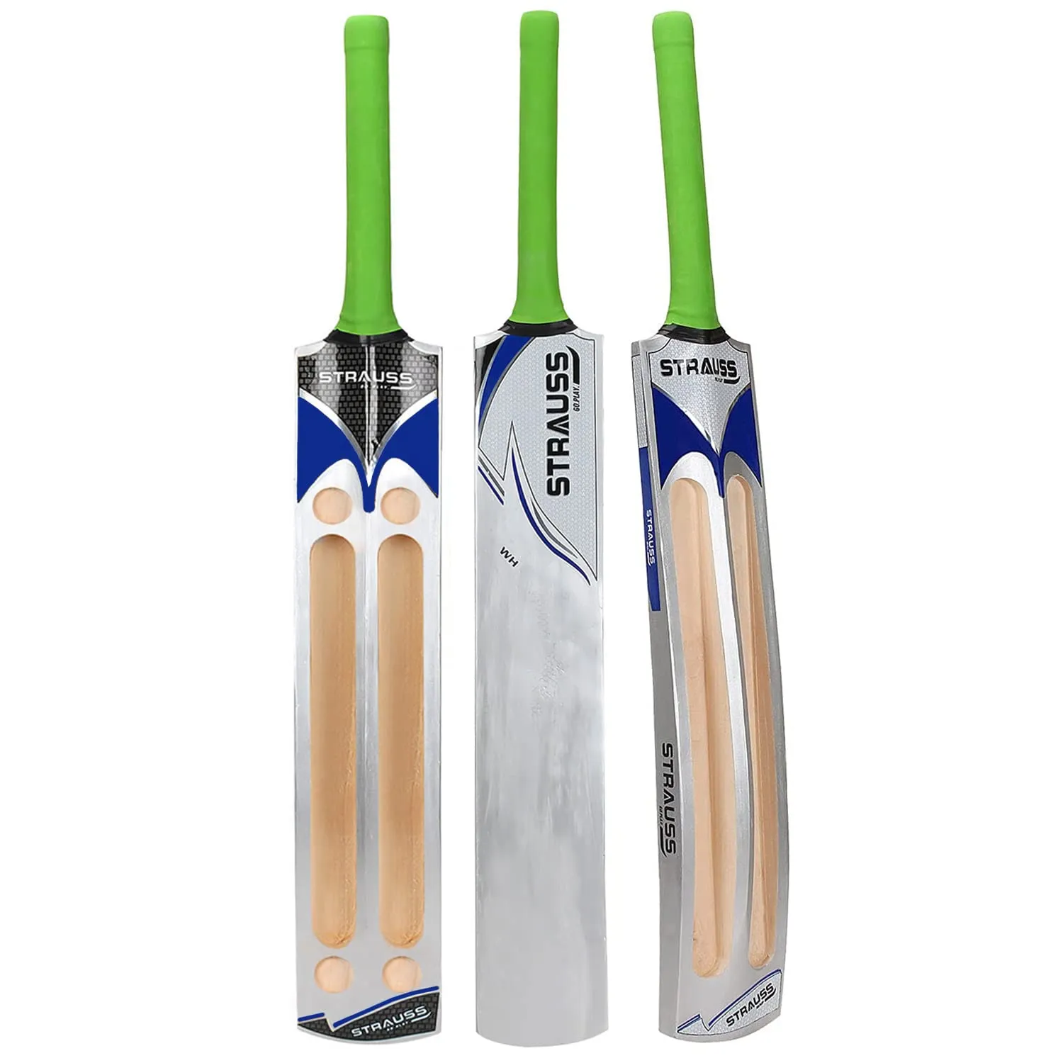 Strauss Scoop Tennis Cricket Bat | Edition: Blaster | Full Size | Kashmir Willow | Color: Silver | Lightweight | Tennis Ball Cricket Bat