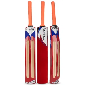 Strauss Scoop Tennis Cricket Bat | Edition: Knockout | Full Size | Kashmir Willow | Color: Red | Lightweight | Tennis Ball Cricket Bat