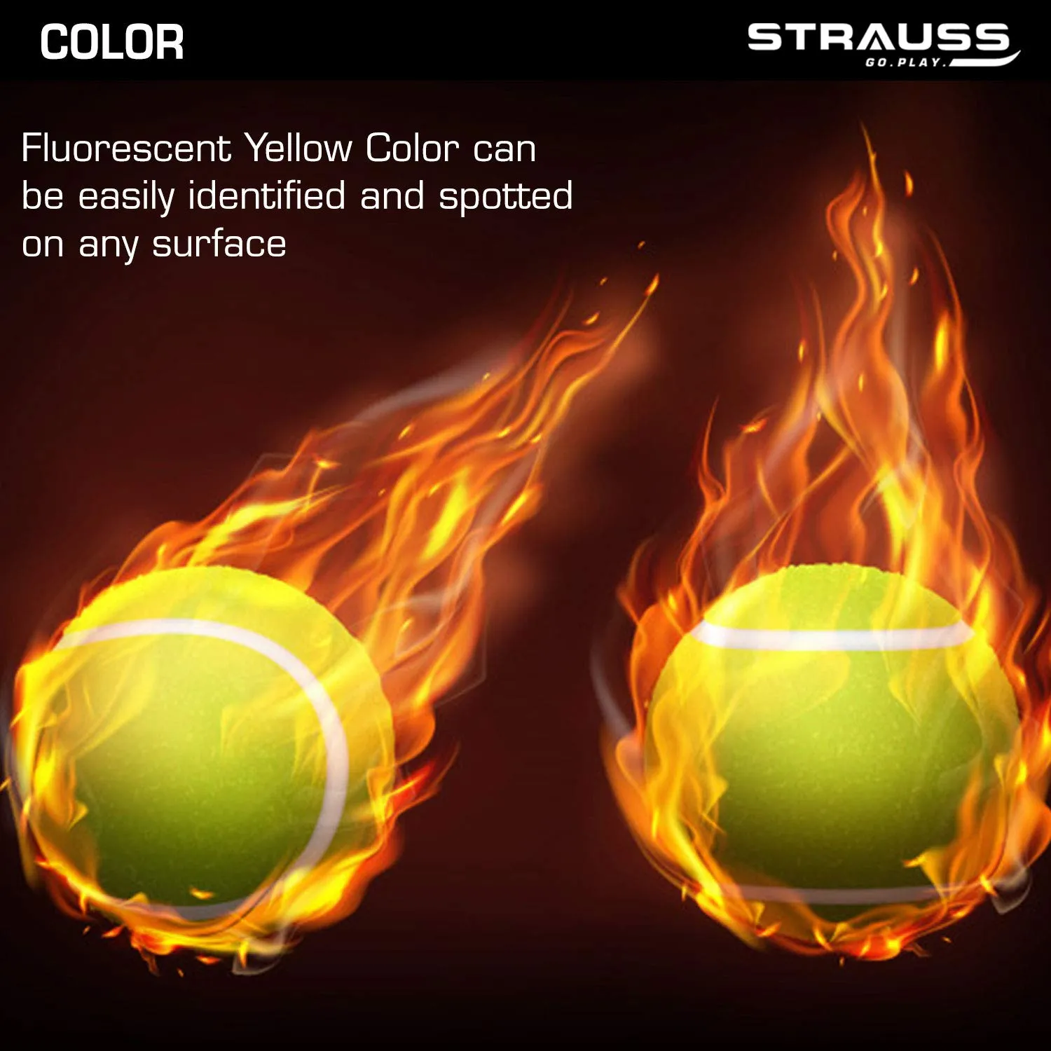 STRAUSS Tennis Cricket Ball, (Pack of 12) (Light Weight)