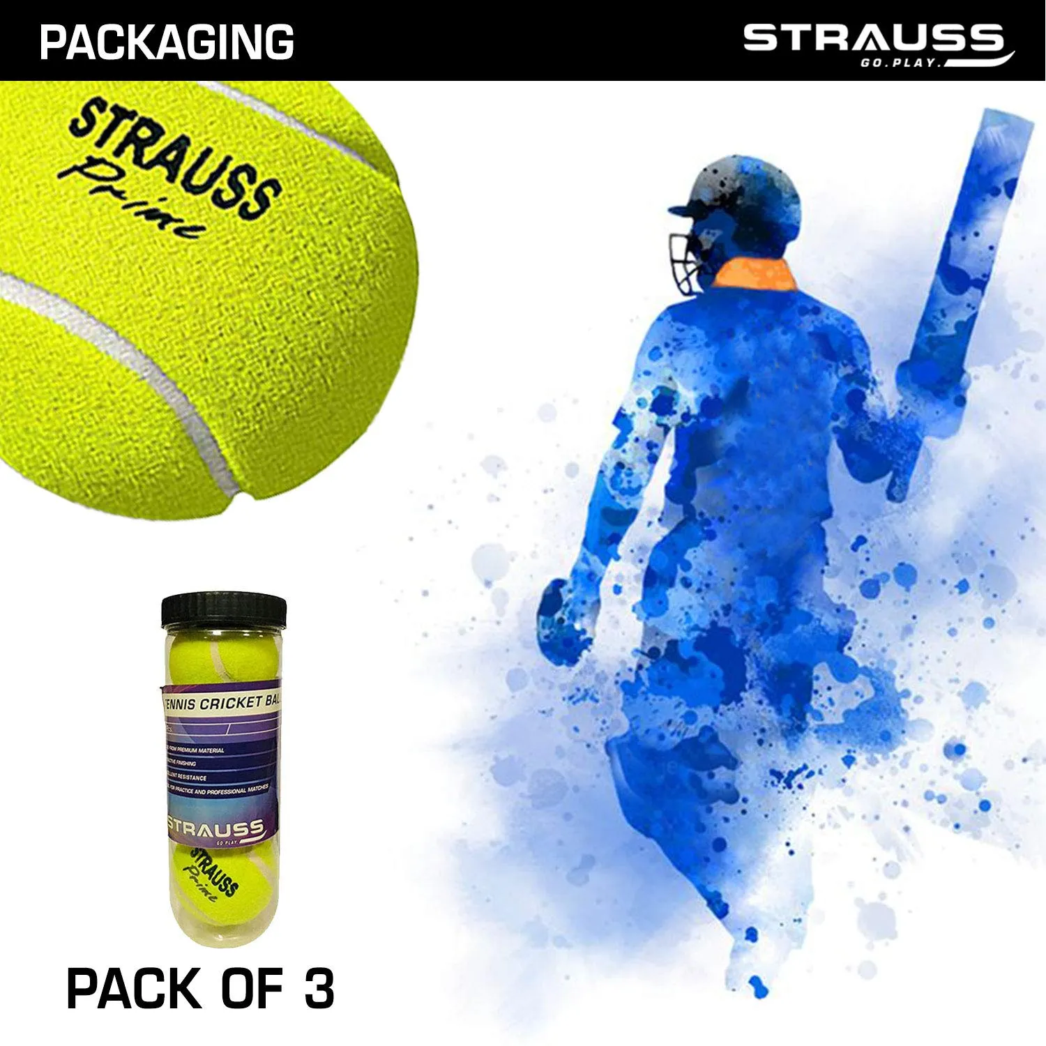 STRAUSS Tennis Cricket Ball, (Pack of 12) (Light Weight)