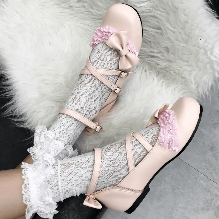 Sweet Lolita Bow Cross Strap Shoes SD00367