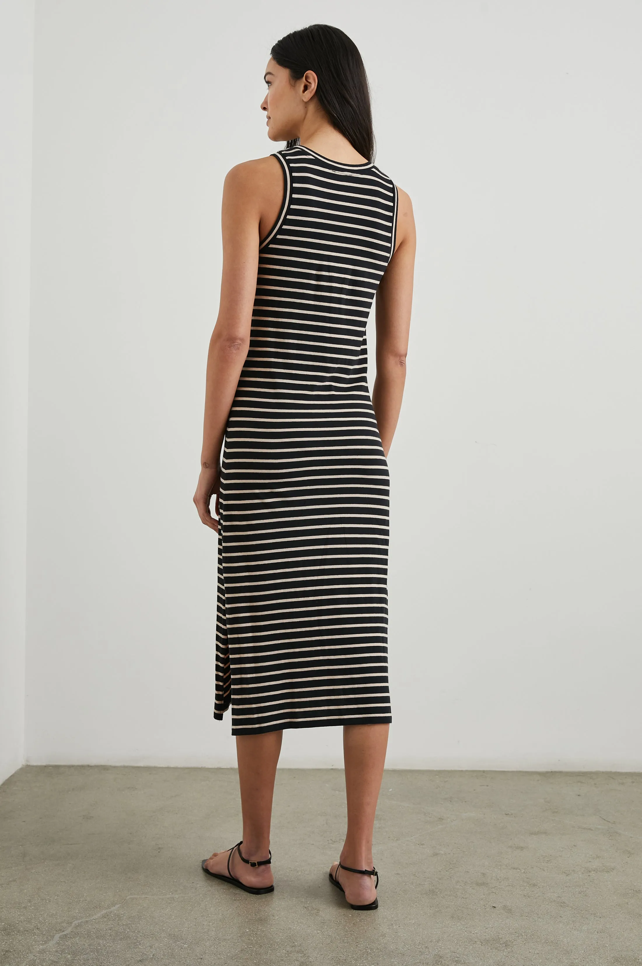 Tank Dress Black Ivory Stripe