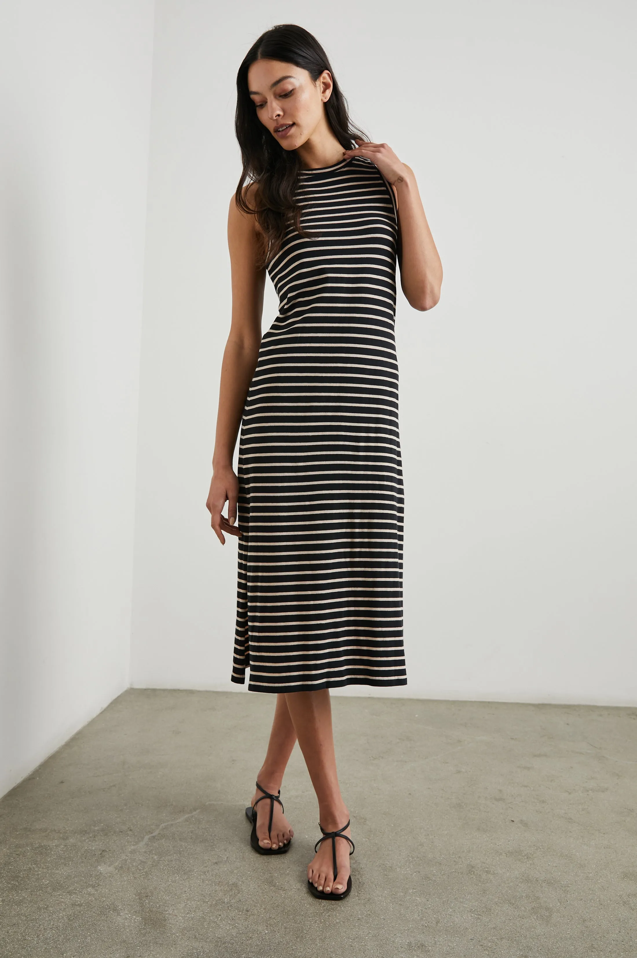 Tank Dress Black Ivory Stripe