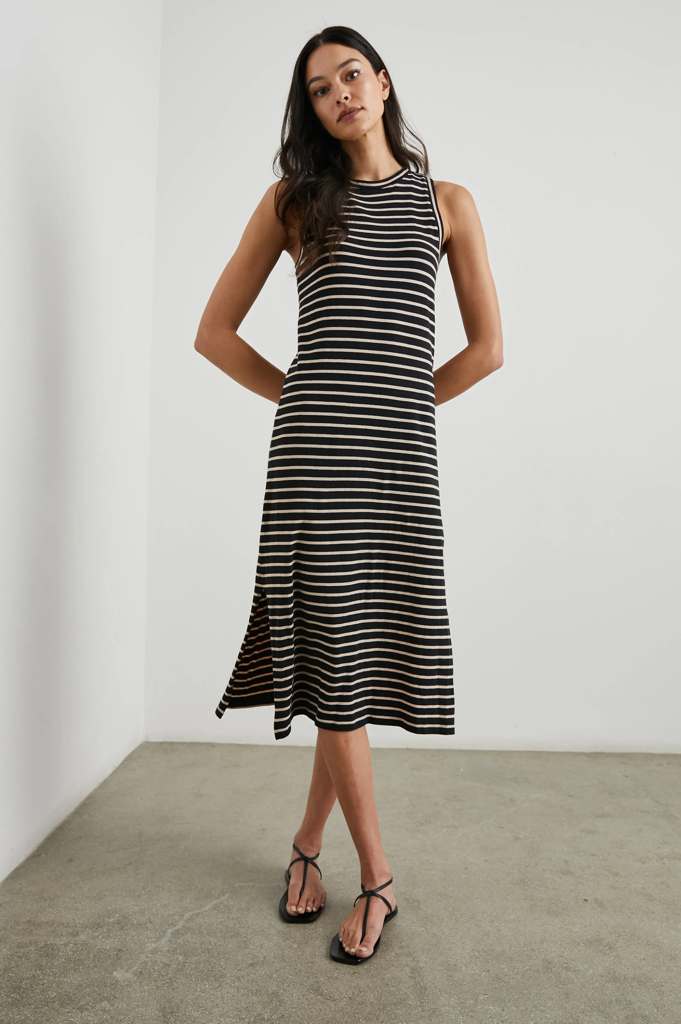 Tank Dress Black Ivory Stripe