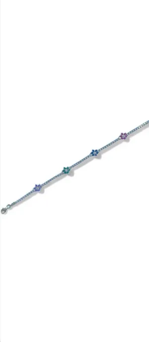 Tennis Bracelet with Multicolor Flowers