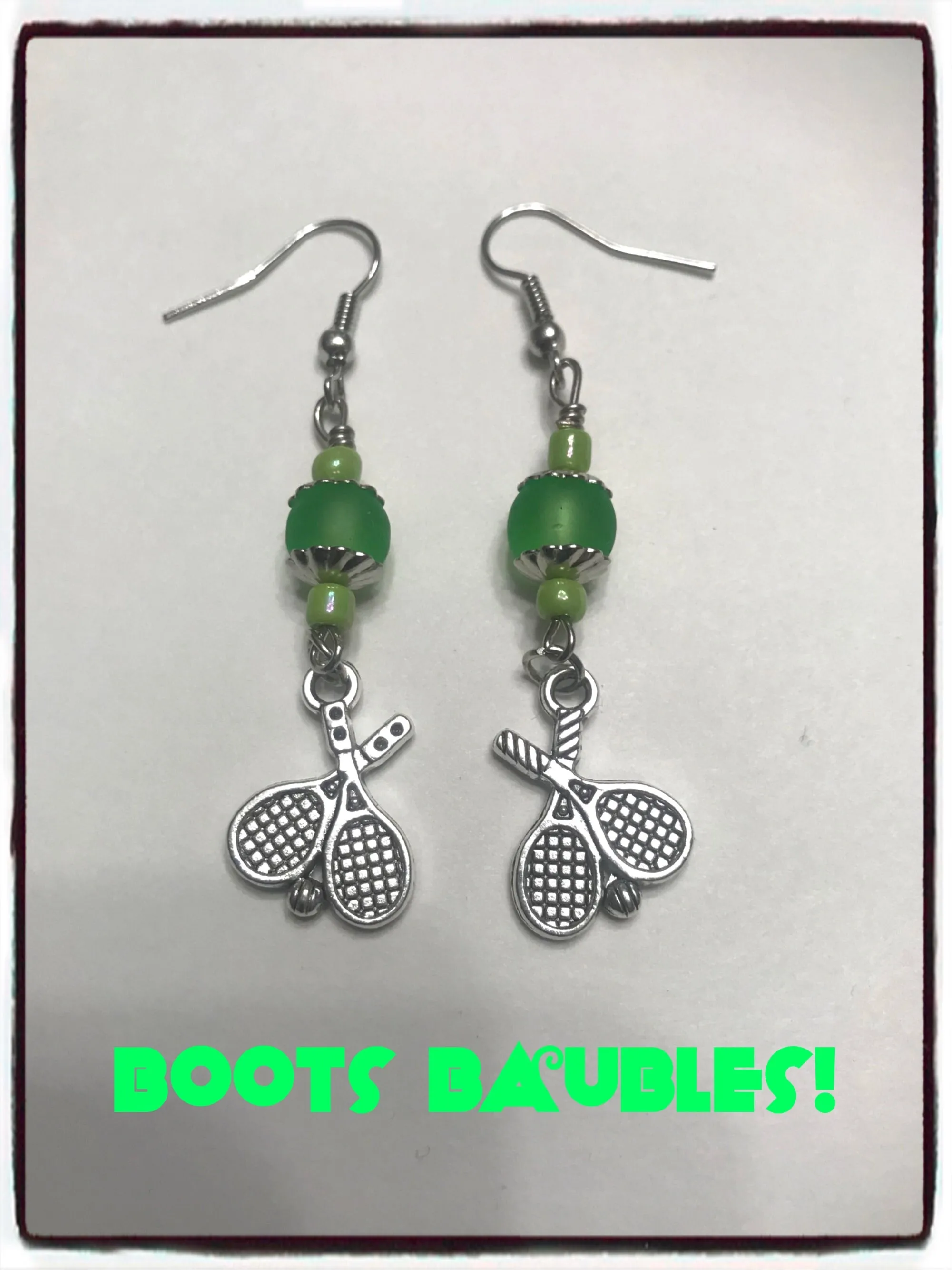 Tennis charm seaglass earrings