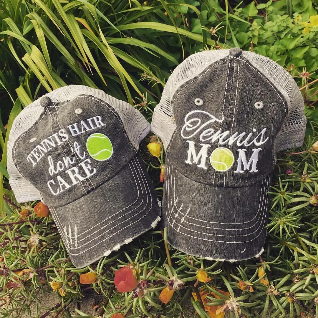 Tennis hats! Tennis mom | Tennis hair dont care | Customize-name-numbers-BLING! | Womens trucker caps | Mom hat | Sports mom cap