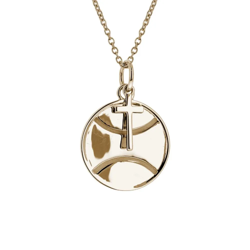 Tennis Necklace With Dangle Cross | Gold