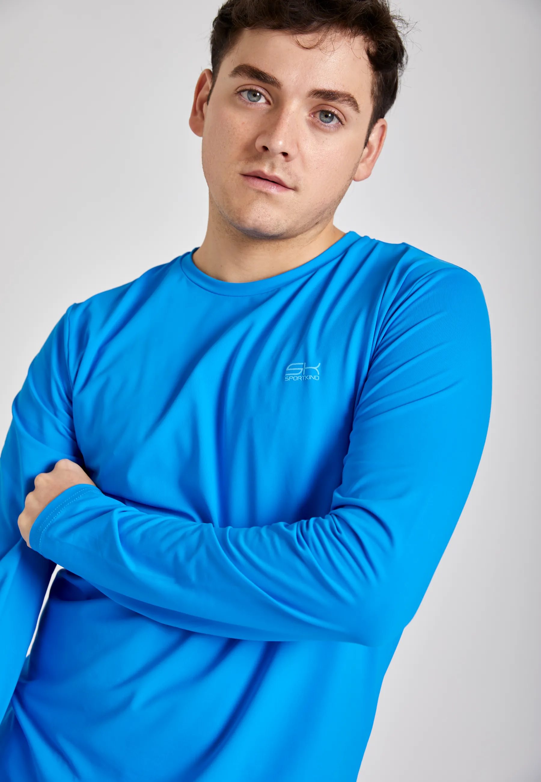 Tennis round neck longsleeve shirt, cyan blue