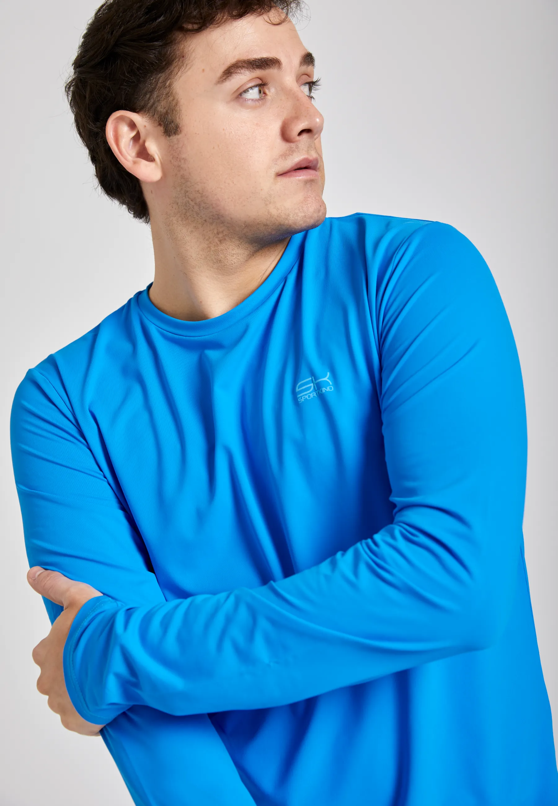 Tennis round neck longsleeve shirt, cyan blue