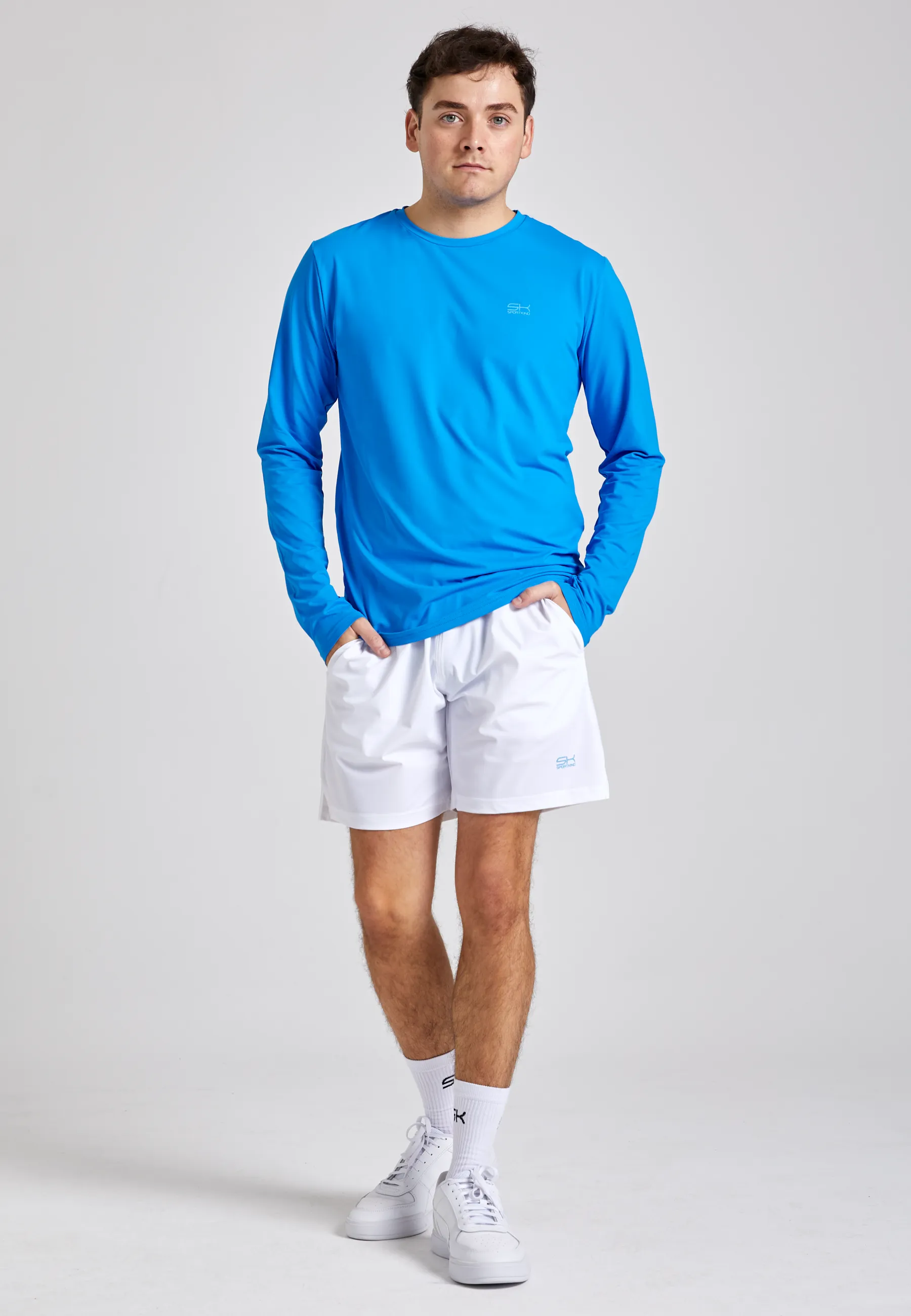 Tennis round neck longsleeve shirt, cyan blue