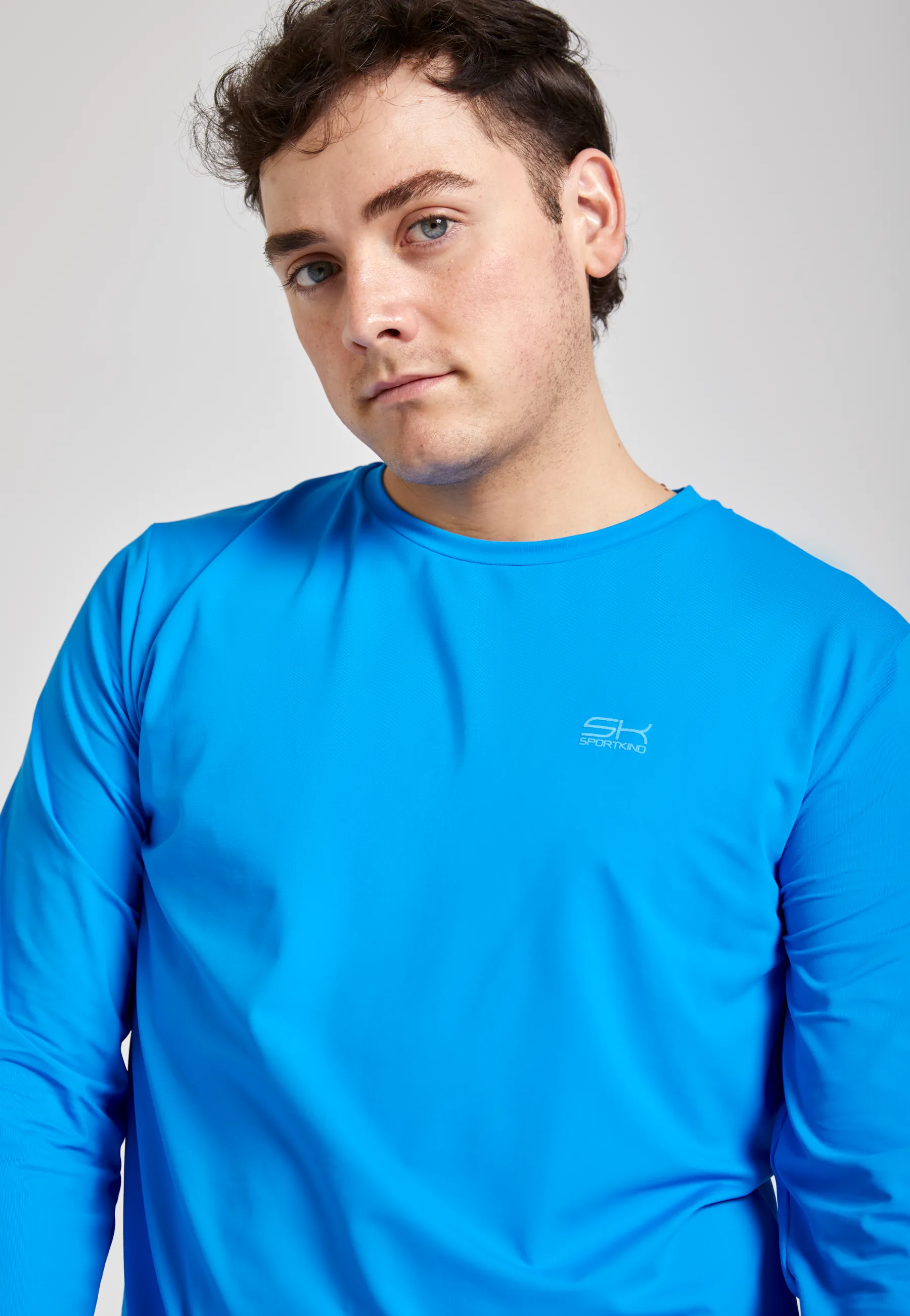 Tennis round neck longsleeve shirt, cyan blue