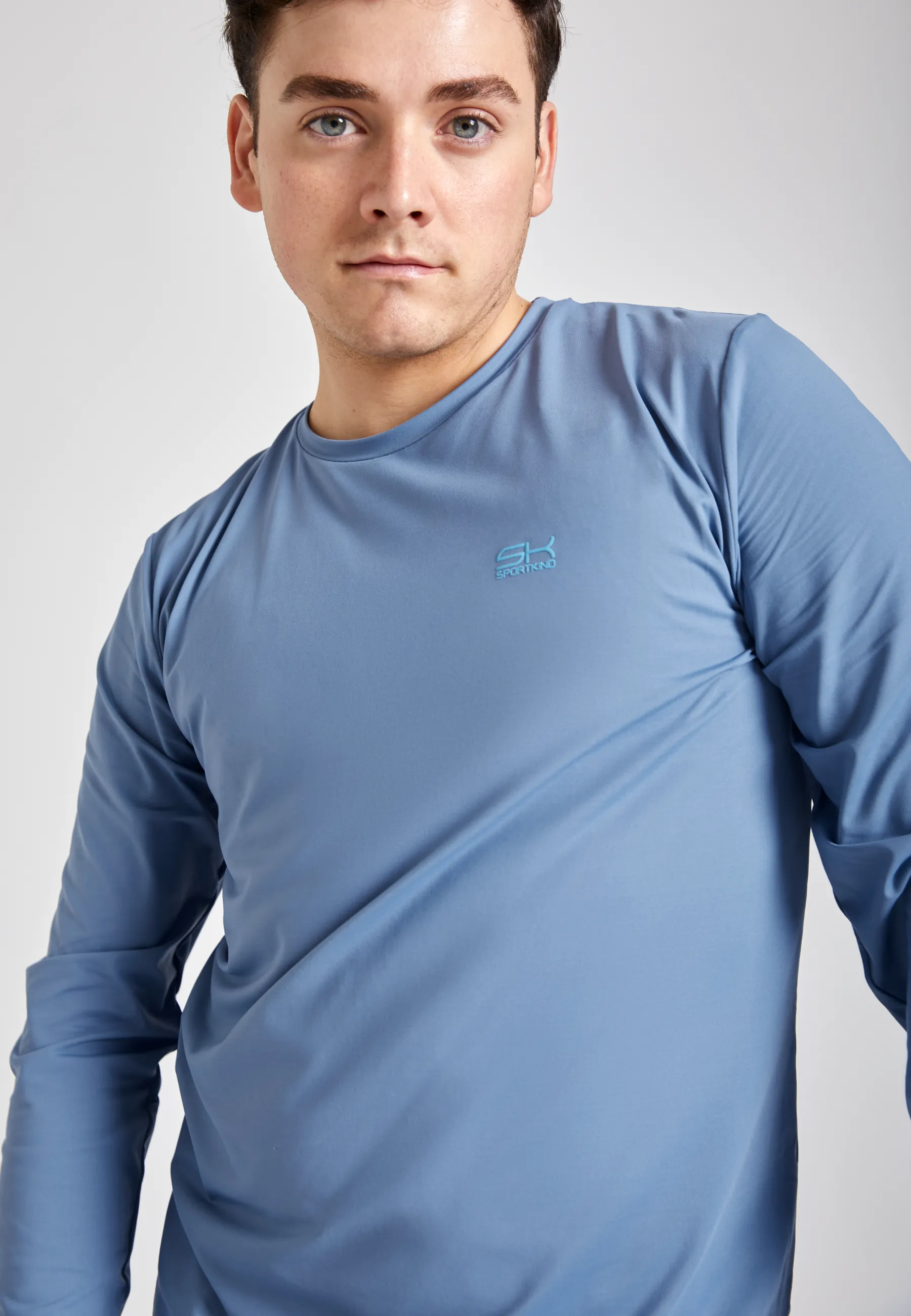 Tennis round neck longsleeve shirt, grey blue