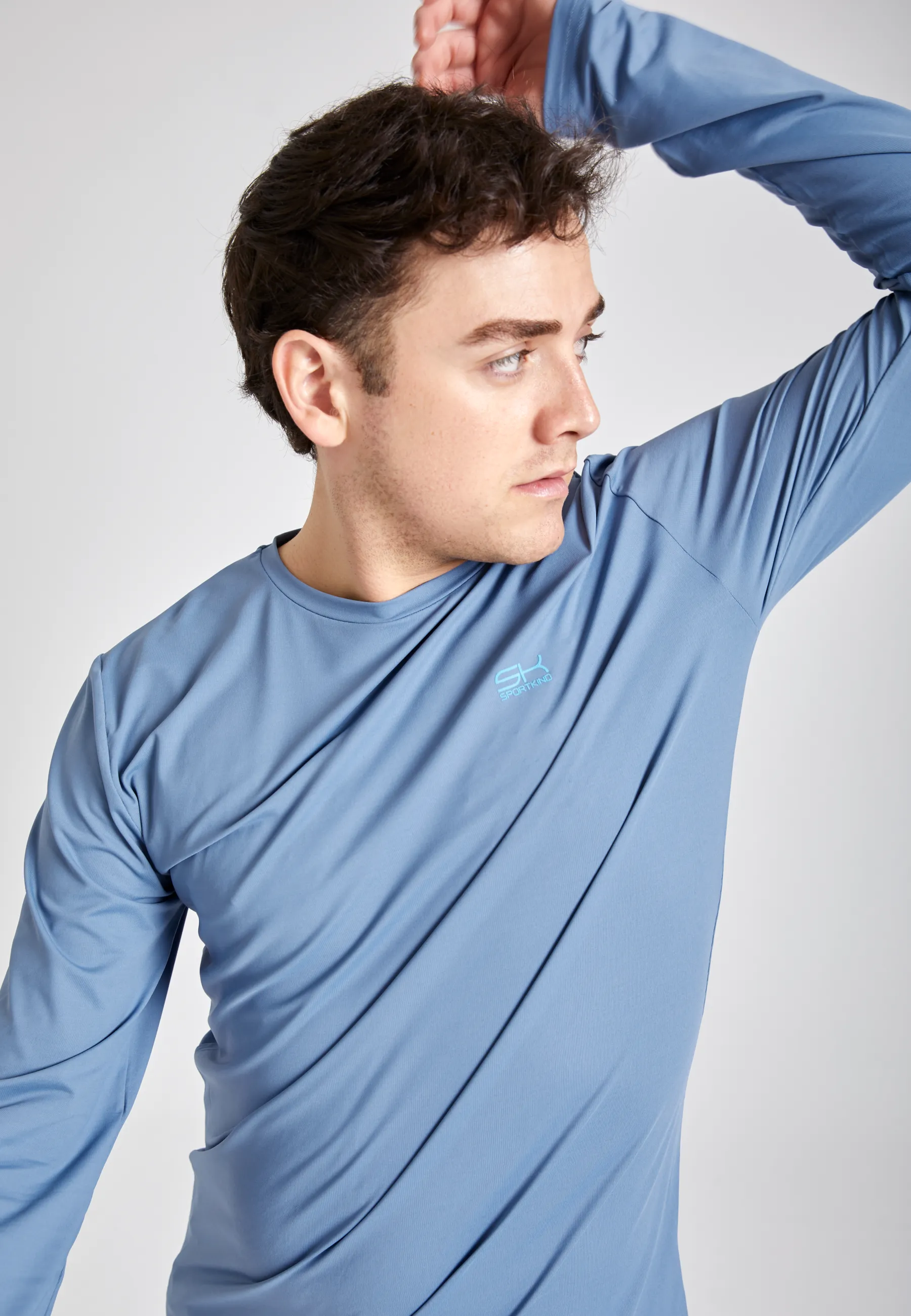 Tennis round neck longsleeve shirt, grey blue