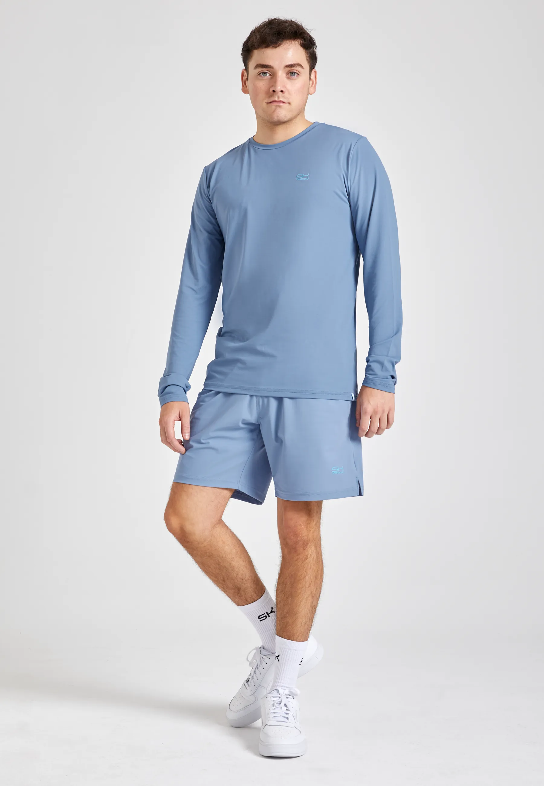 Tennis round neck longsleeve shirt, grey blue