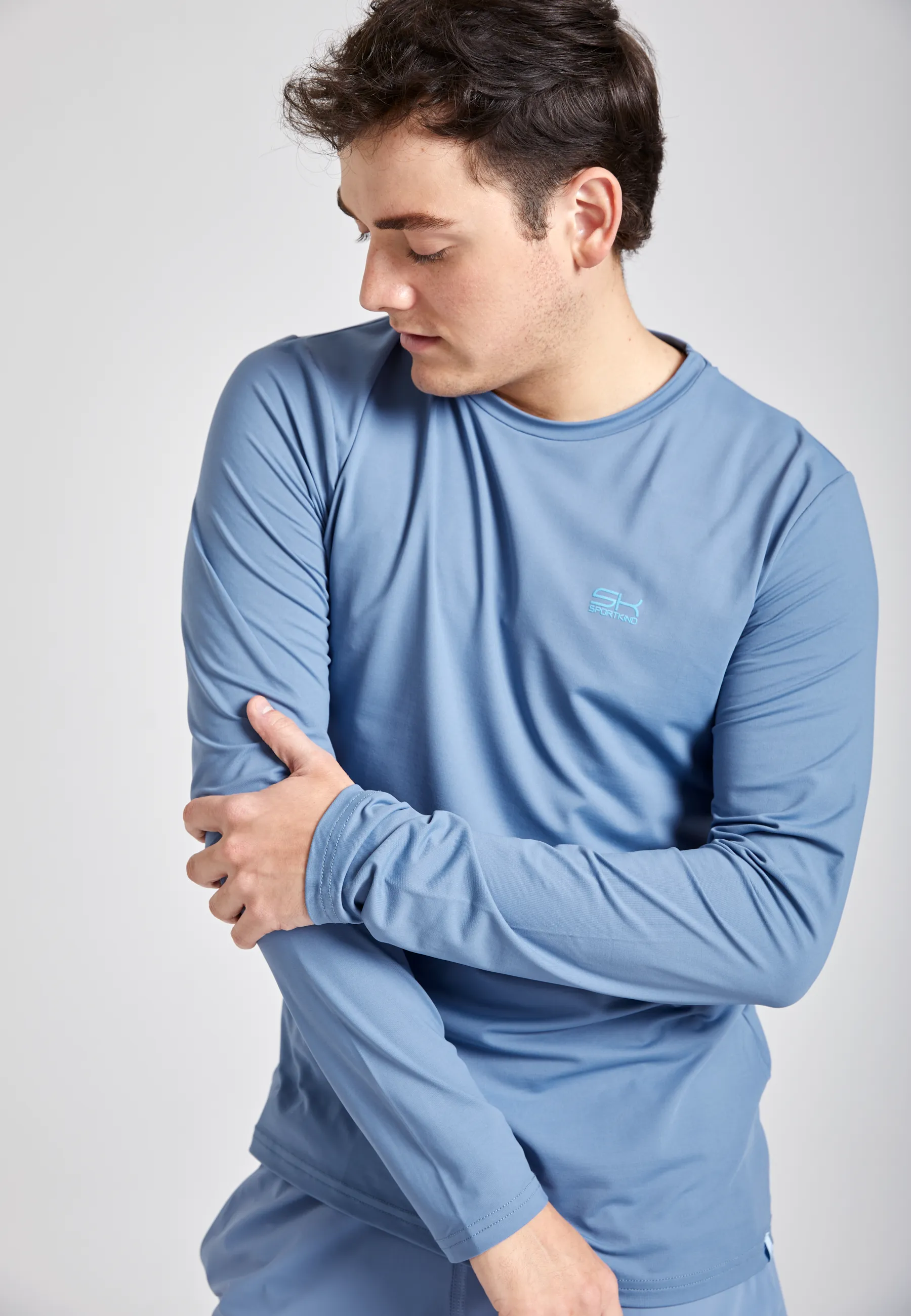 Tennis round neck longsleeve shirt, grey blue