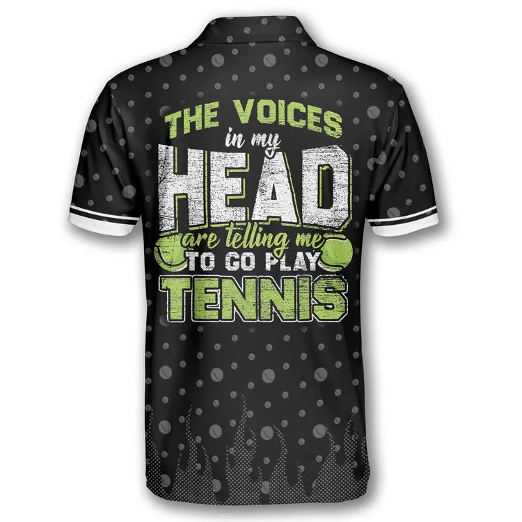 Tennis The Voices In My Head Customized Name All Over Printed Polo Shirt, Idea Gift for Tennis Players