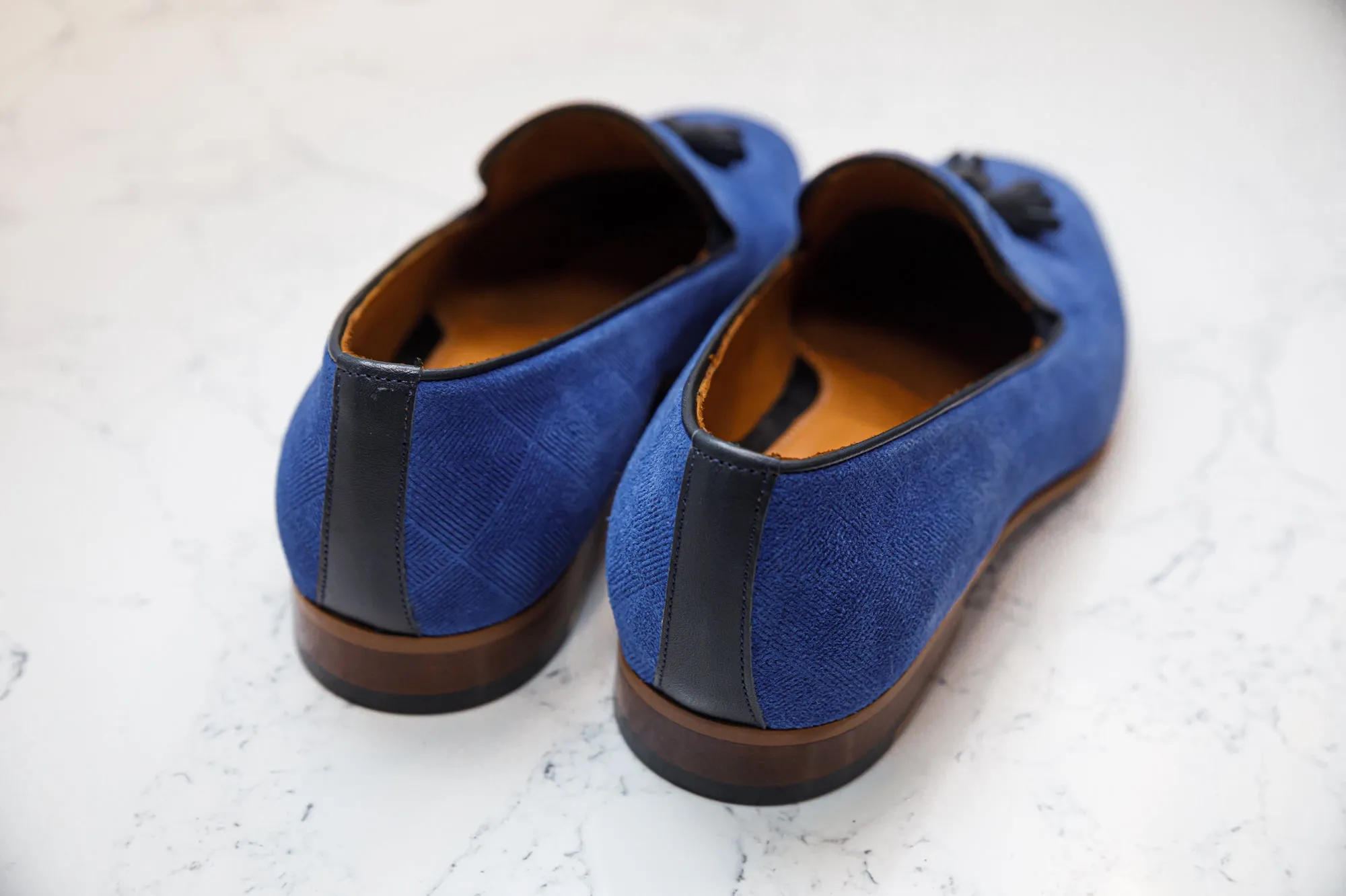 The Diamanté Suede Loafers - Royal Blue