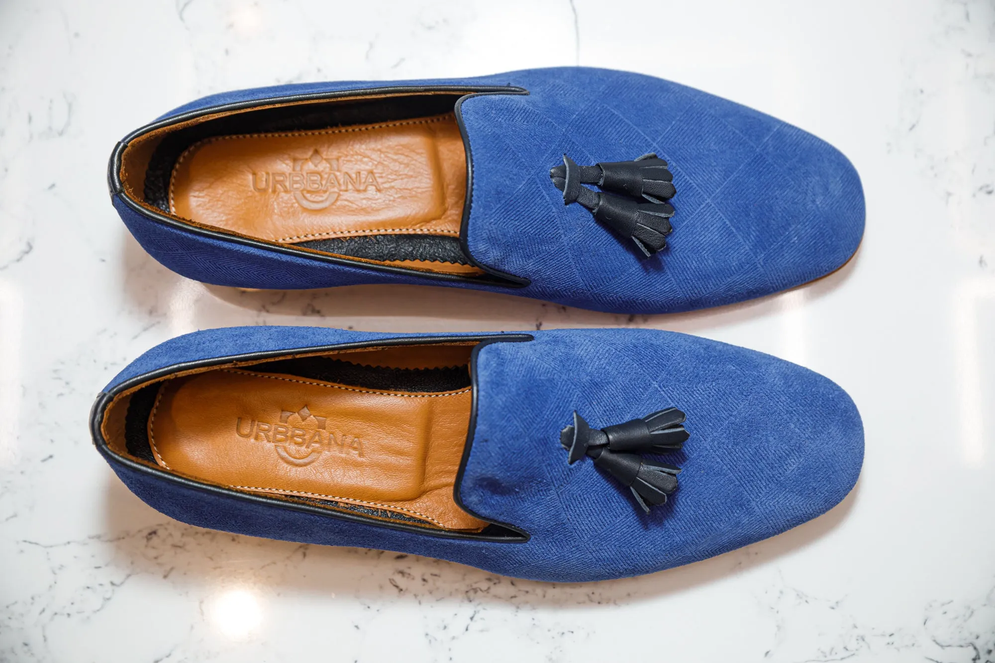 The Diamanté Suede Loafers - Royal Blue