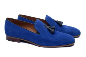 The Diamanté Suede Loafers - Royal Blue