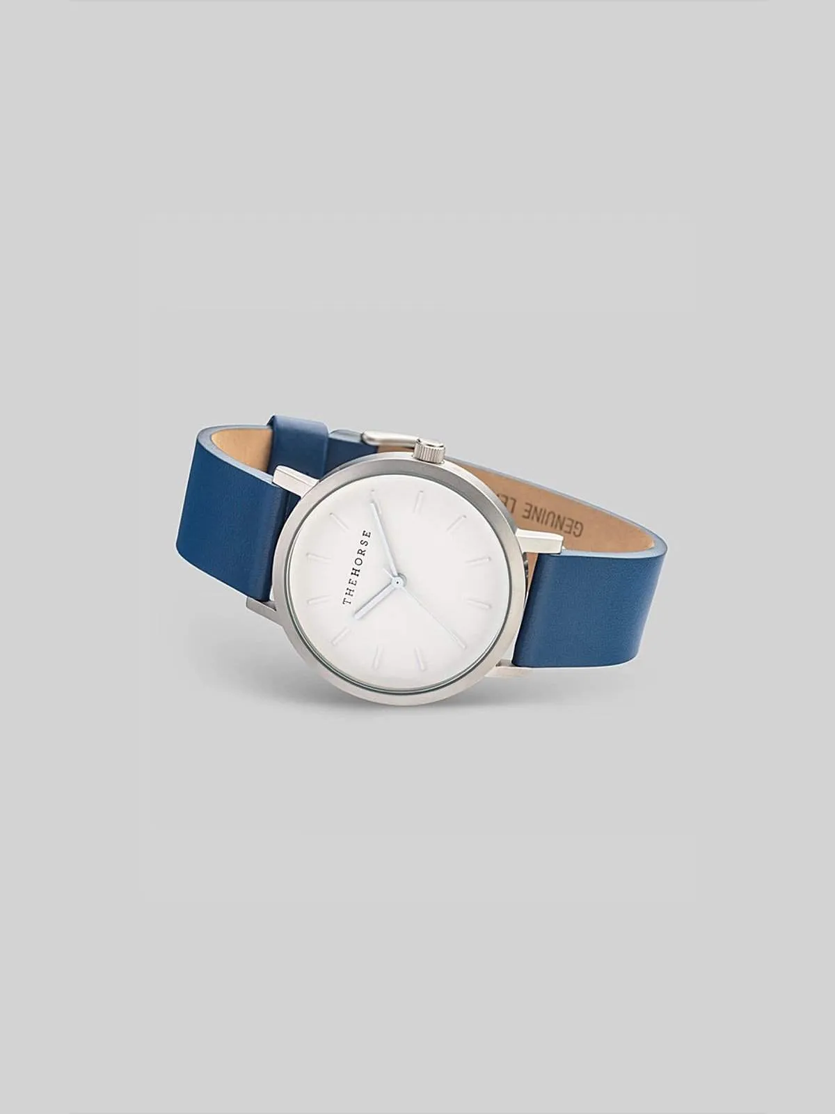 The Horse Brushed Silver / Navy Watch