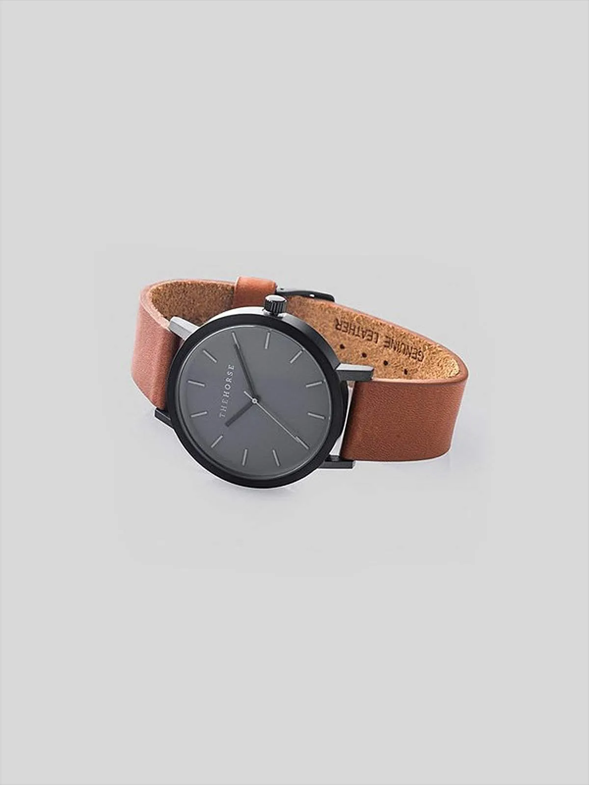 The Horse Matte Black / Tan Leather Watch