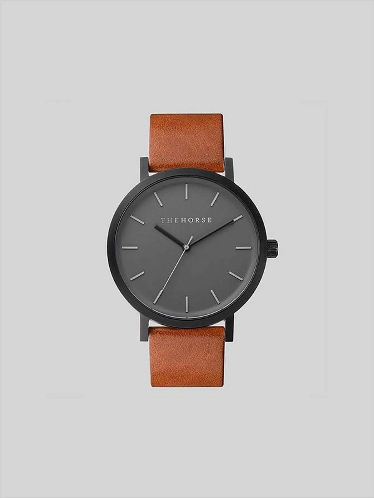 The Horse Matte Black / Tan Leather Watch