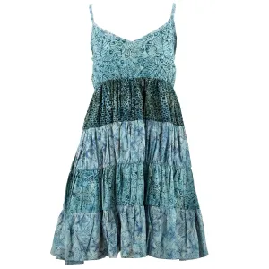 Tier Drop Summer Dress - Mixed Batik Dark Blue