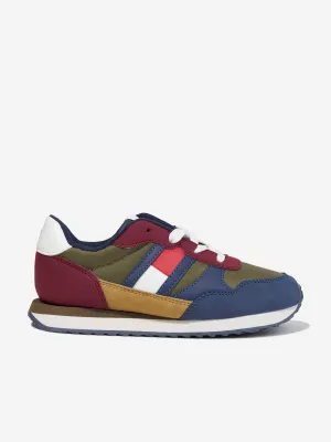 Tommy Hilfiger Kids Flag Low Cut Lace-Up Trainers in Multicoloured