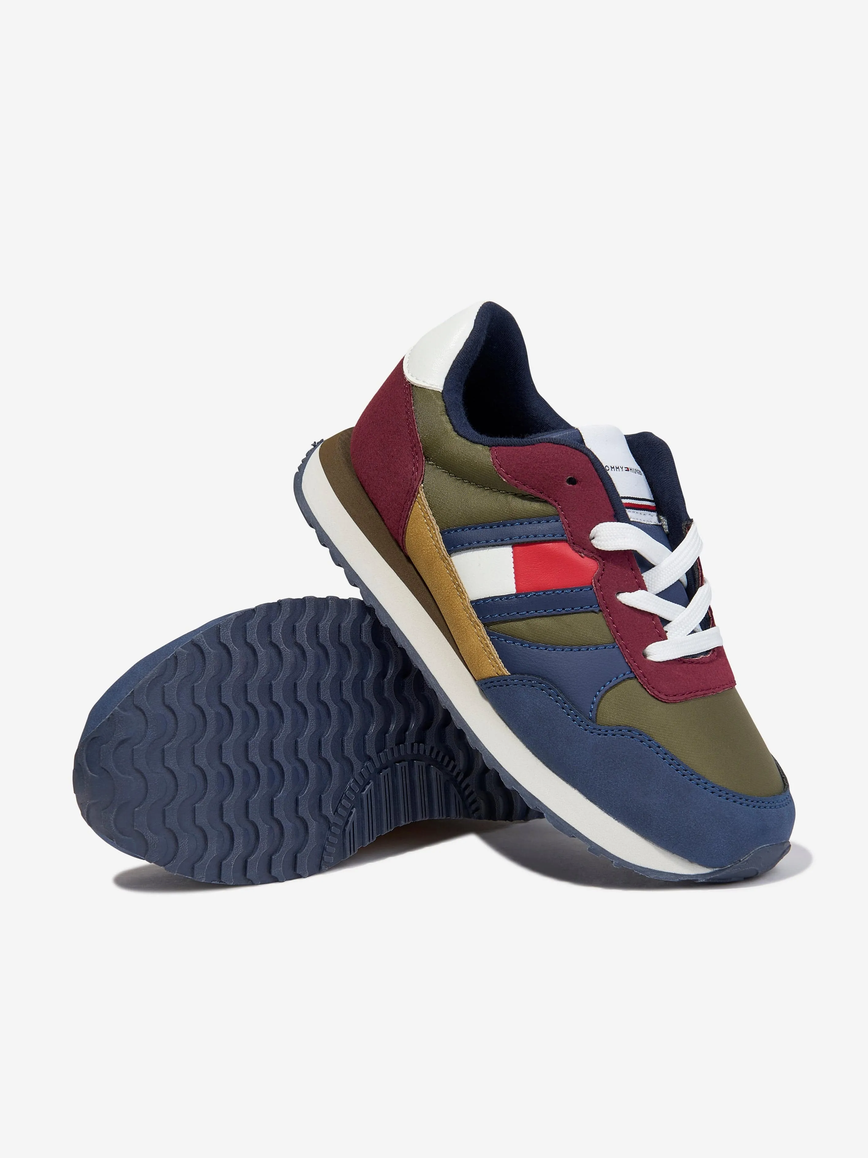 Tommy Hilfiger Kids Flag Low Cut Lace-Up Trainers in Multicoloured