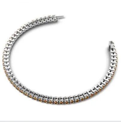 Unique 5.25CT Round Cut Chocolate Natural Diamond Tennis Bracelet in 14KT White Gold