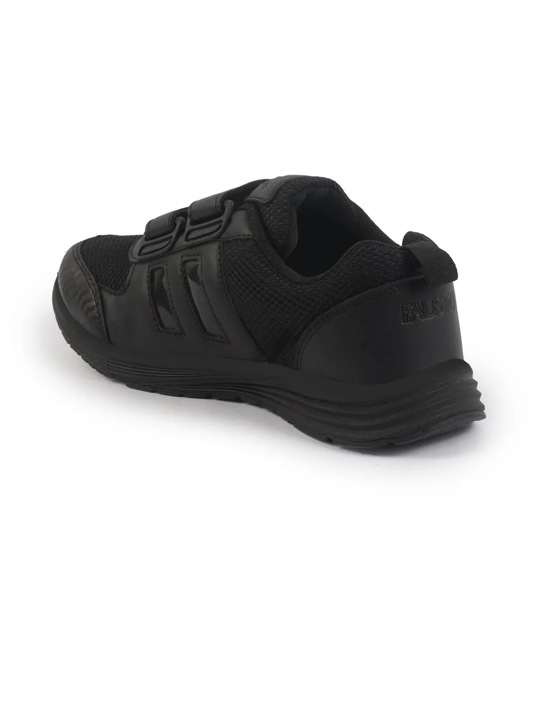 Unisex Black School Uniform Shoes|Boys & Girls Non Lacing Breathable School Shoes|Velcro School Shoes For Kids