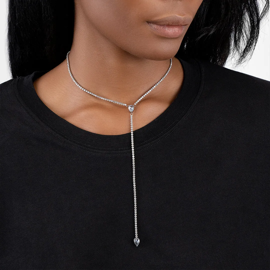 Water Resistant Crystal Y- Lariat Drop Tennis Chain Necklace