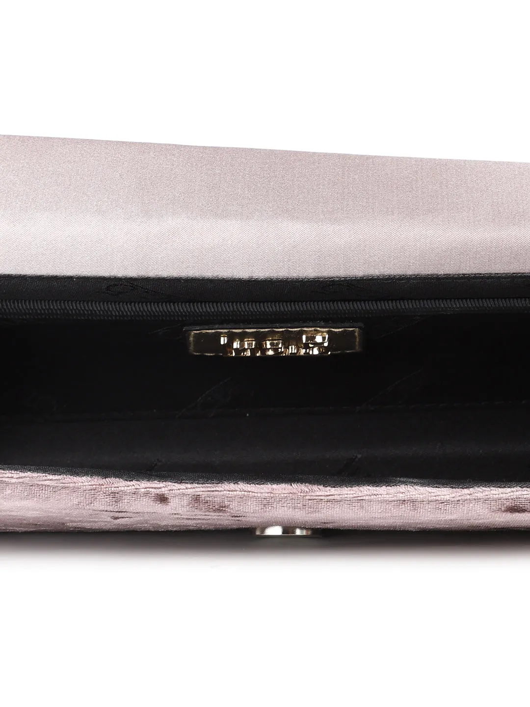 Women Gun Metal Box Clutch With Diamonds