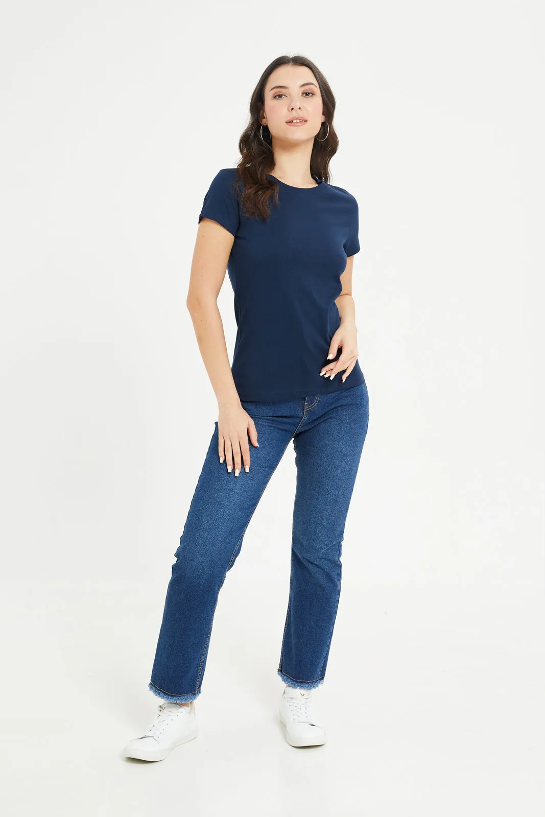 Women Navy Basic T-Shirt