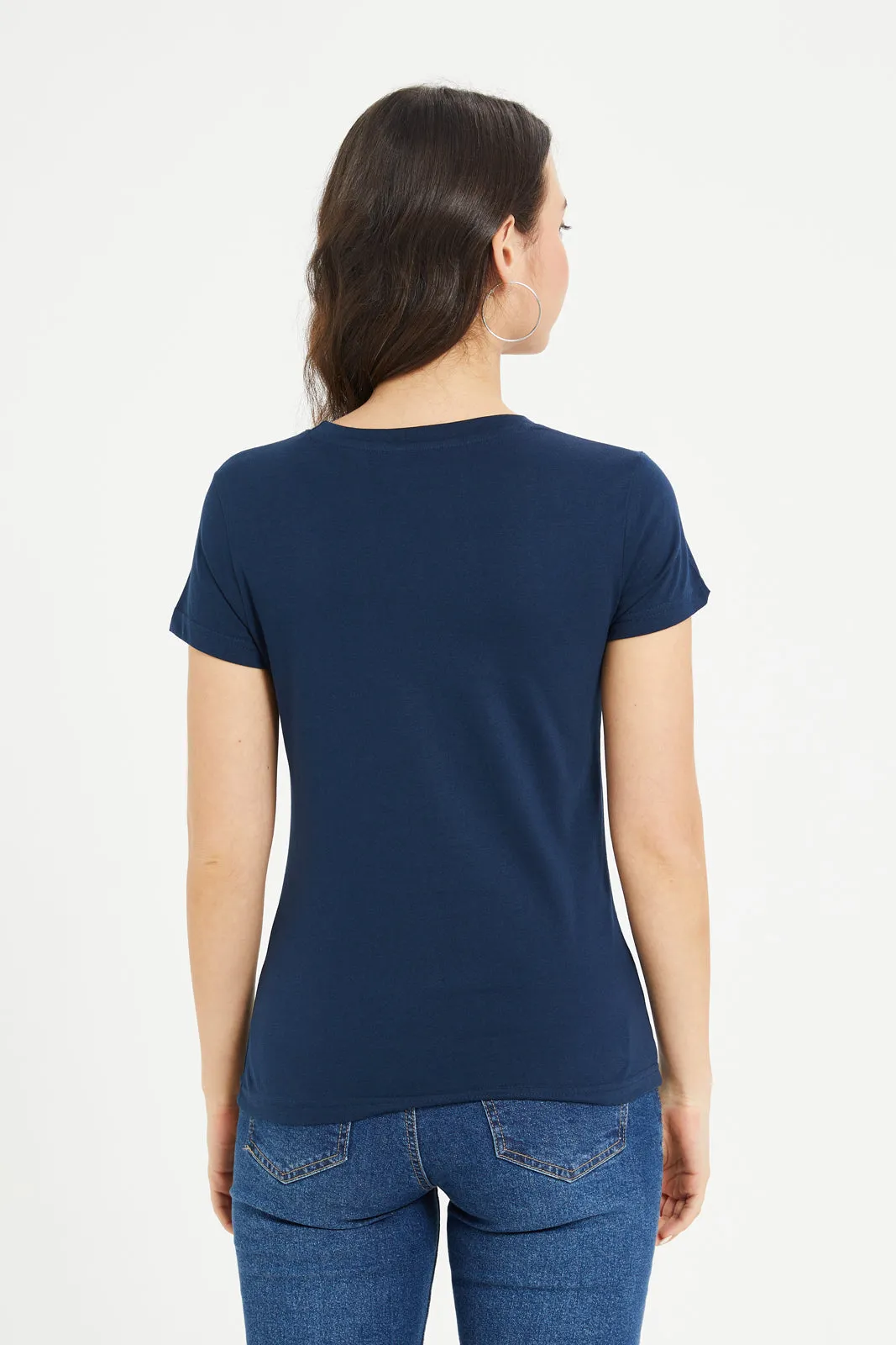 Women Navy Basic T-Shirt