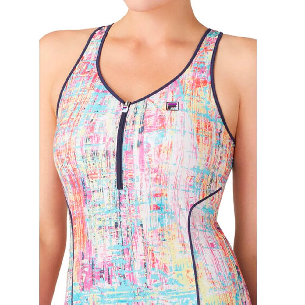 Women's Alley Printed Tennis Dress Striation and Fila Navy