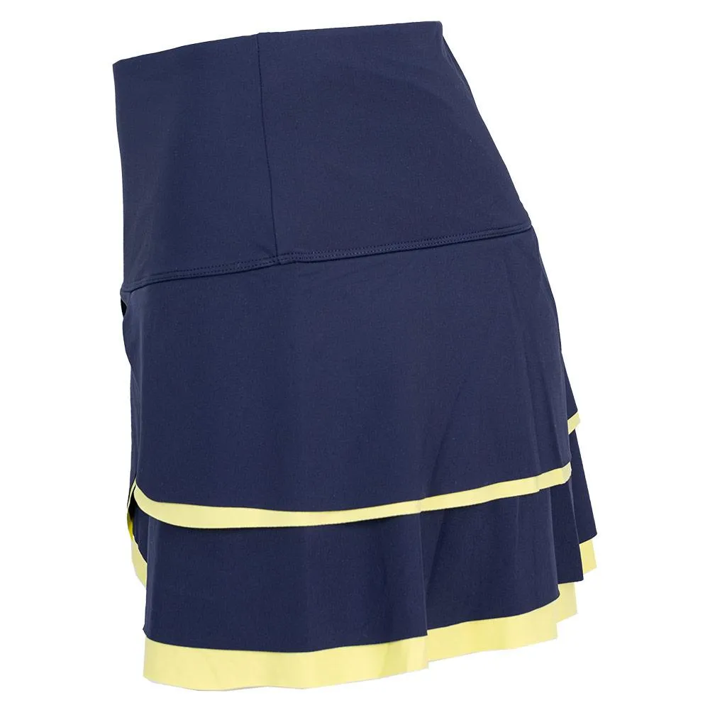 Women's Alley Scallop Tennis Skort Fila Navy and Limoncello