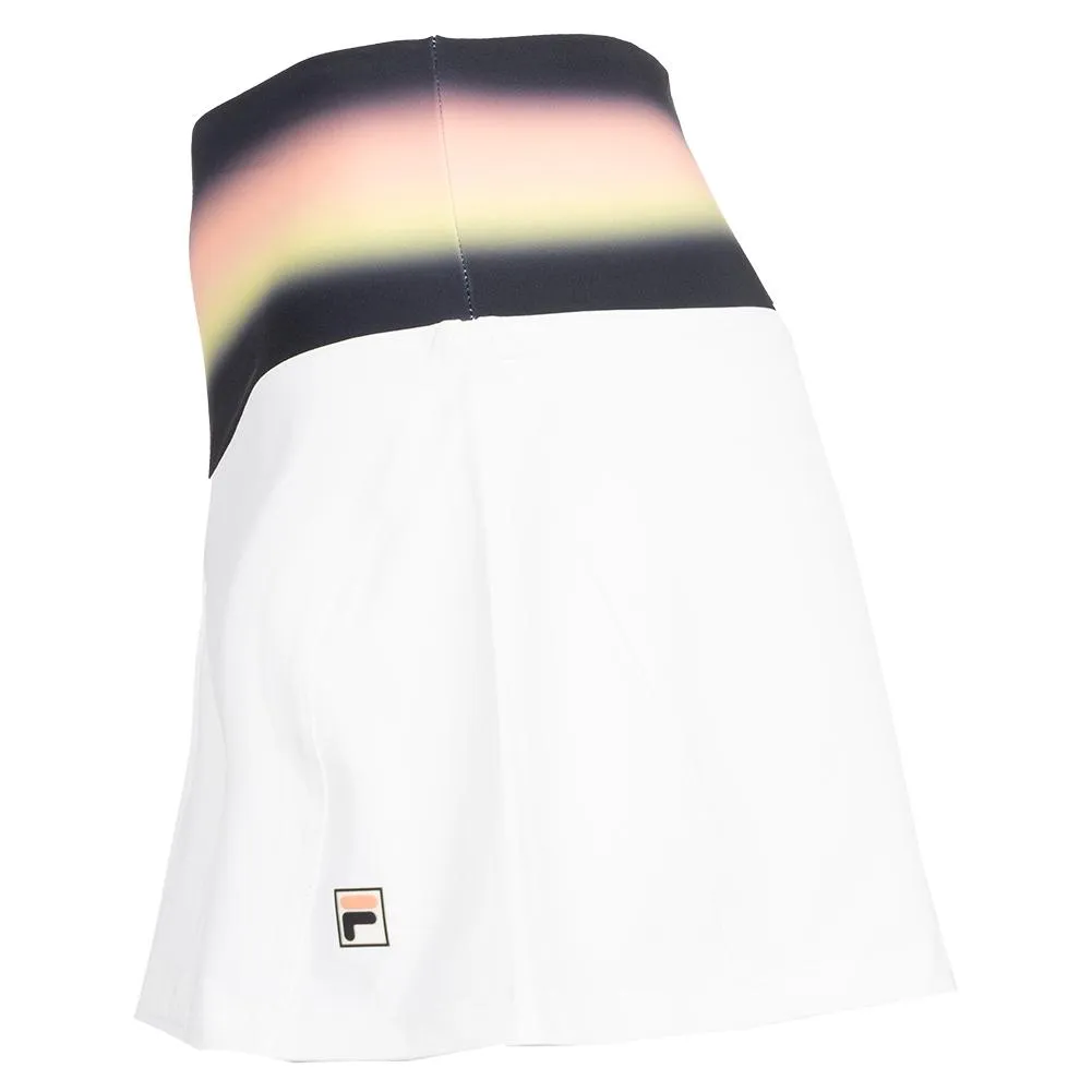 Womens Backspin Printed Tennis Skort White and Sunset